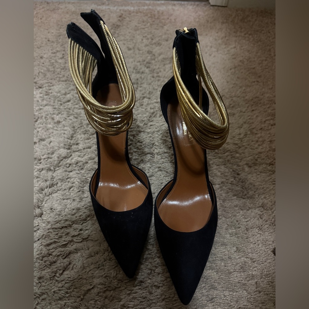 Elegant Black and Gold #aquazurra Women's Heels